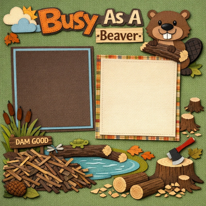 Busy As A Beaver-Premade Scrapbook Page