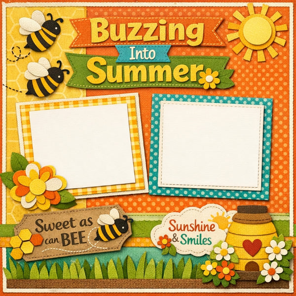Buzzing Into Summer-Premade Scrapbook Page