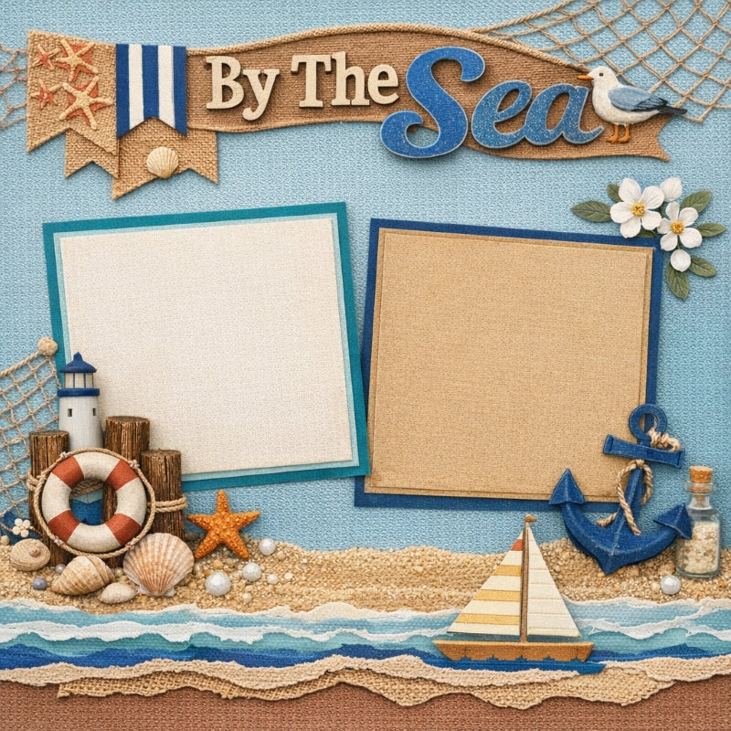 By The Sea-Premade Scrapbook Page