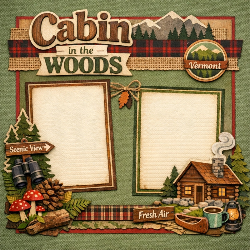 Cabin in the Woods-Premade Scrapbook Page