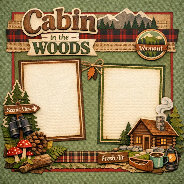 Cabin in the Woods-Premade Scrapbook Page