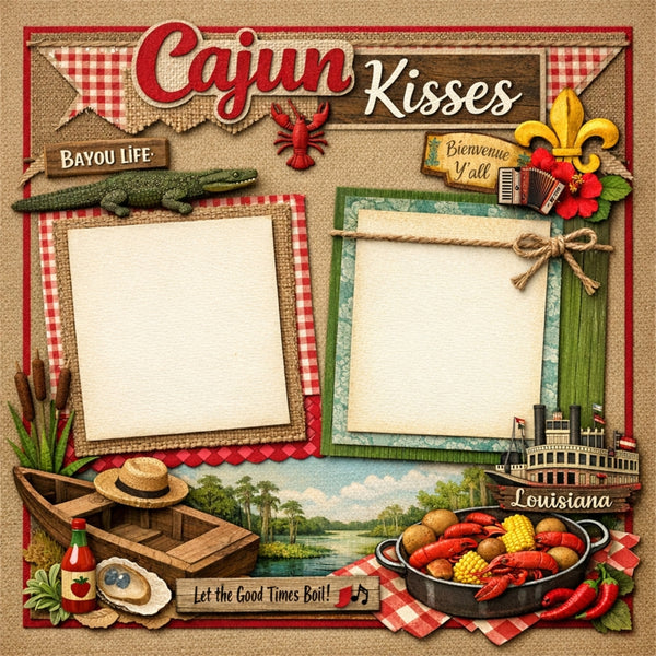 Cajun Kisses-Premade Scrapbook Page
