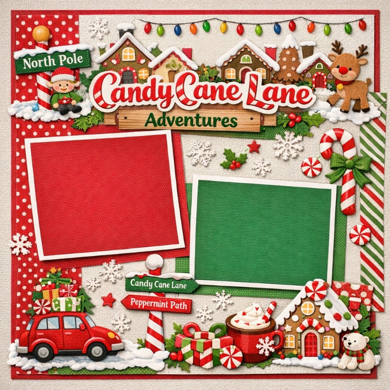 Candy Cane Lane Adventures-Premade Scrapbook Page