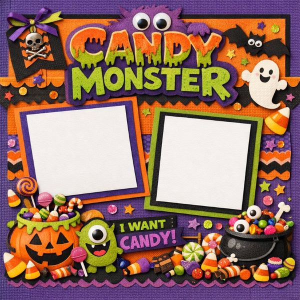 Candy Monster-Premade Scrapbook Page