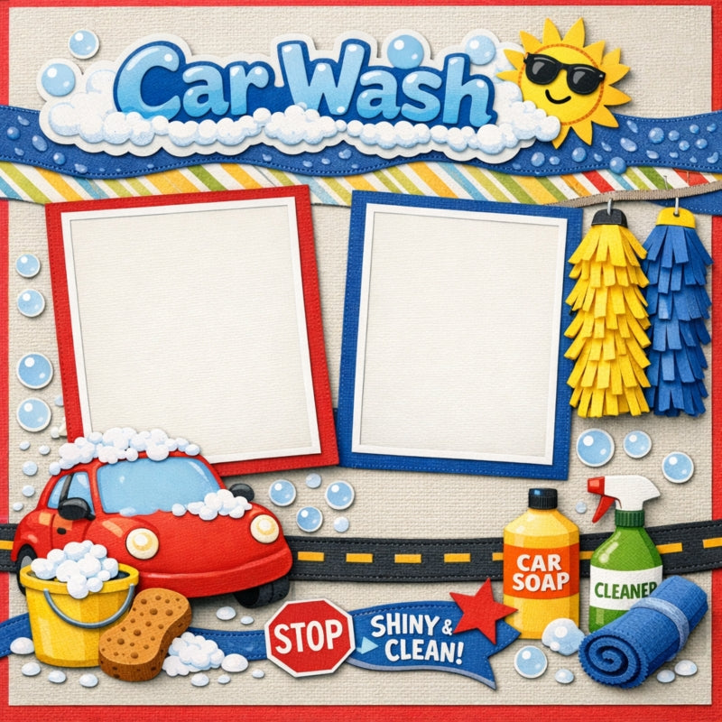 Car Wash-Premade Scrapbook Page