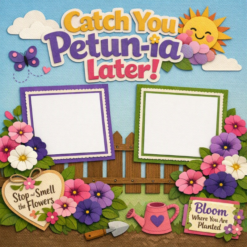 Catch You Petun-ia Later!-Premade Scrapbook Page
