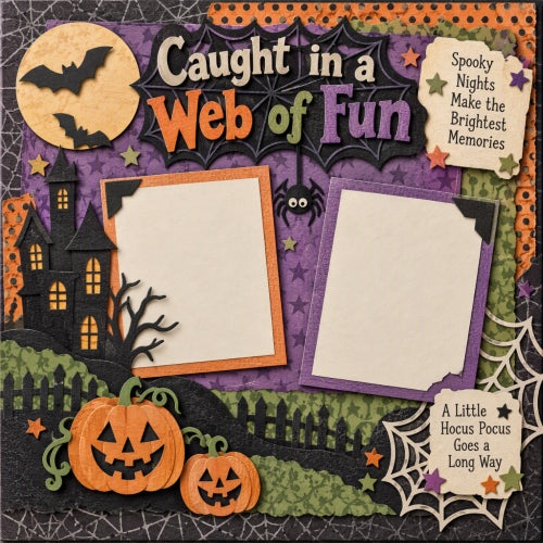 Caught in a Web of Fun-Premade Scrapbook Layout Page