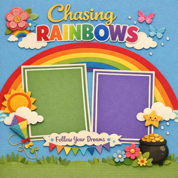 Chasing Rainbows-Premade Scrapbook Page