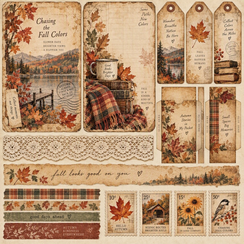 Chasing The Fall Colors-Premade Junk Journal Page