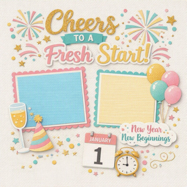Cheers To A Fresh Start!-Premade Scrapbook Page