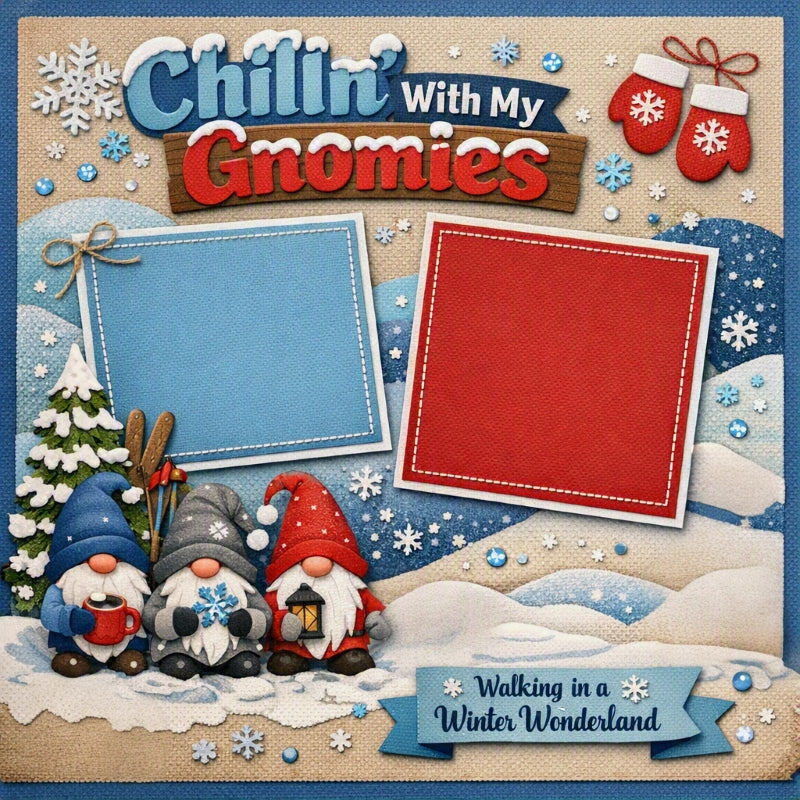Chillin' With My Gnomies-Premade Scrapbook Page