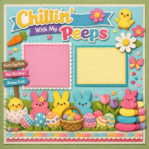 Chillin' With My Peeps-Premade Scrapbook Page