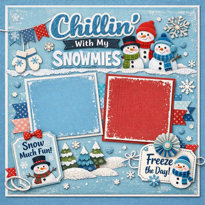 Chillin' With My Snowmies-Premade Scrapbook Page