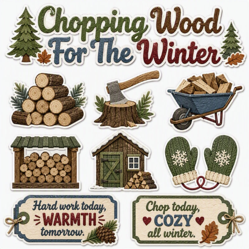 Chopping Wood For The Winter-Premade Cutout Set