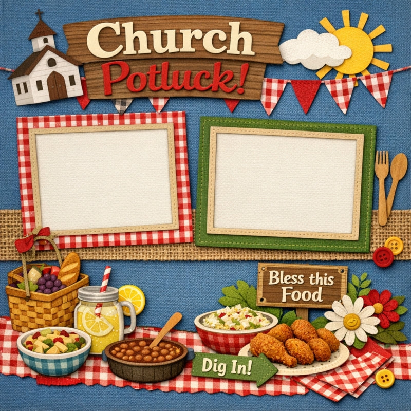 Church Potluck!-Premade Scrapbook Page