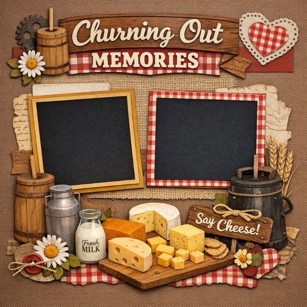 Churning Out Memories-Premade Scrapbook Page