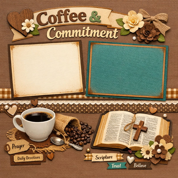 Coffee & Commitment-Premade Scrapbook Page