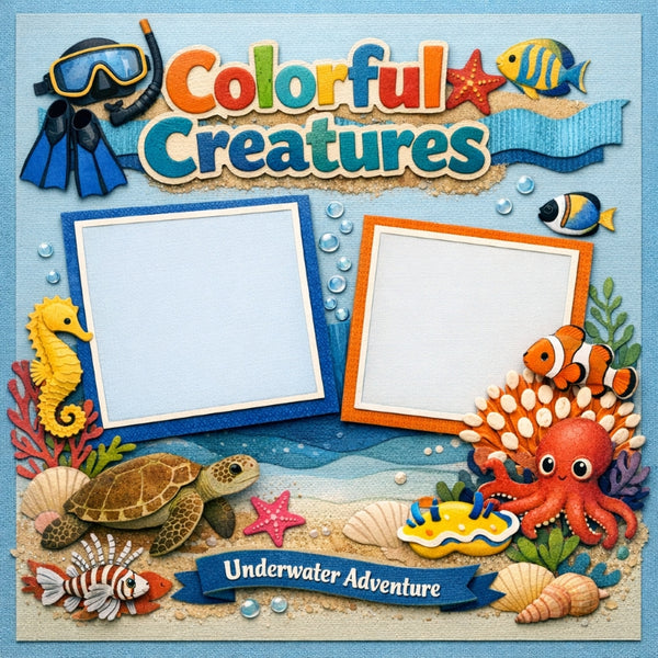 Colorful Creatures-Premade Scrapbook Page