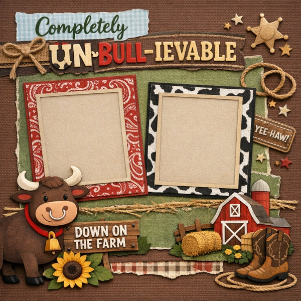 Completely Un-Bull-ievable-Premade Scrapbook Page