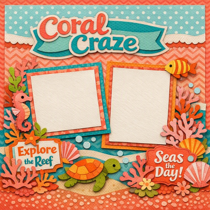 Coral Craze-Premade Scrapbook Page