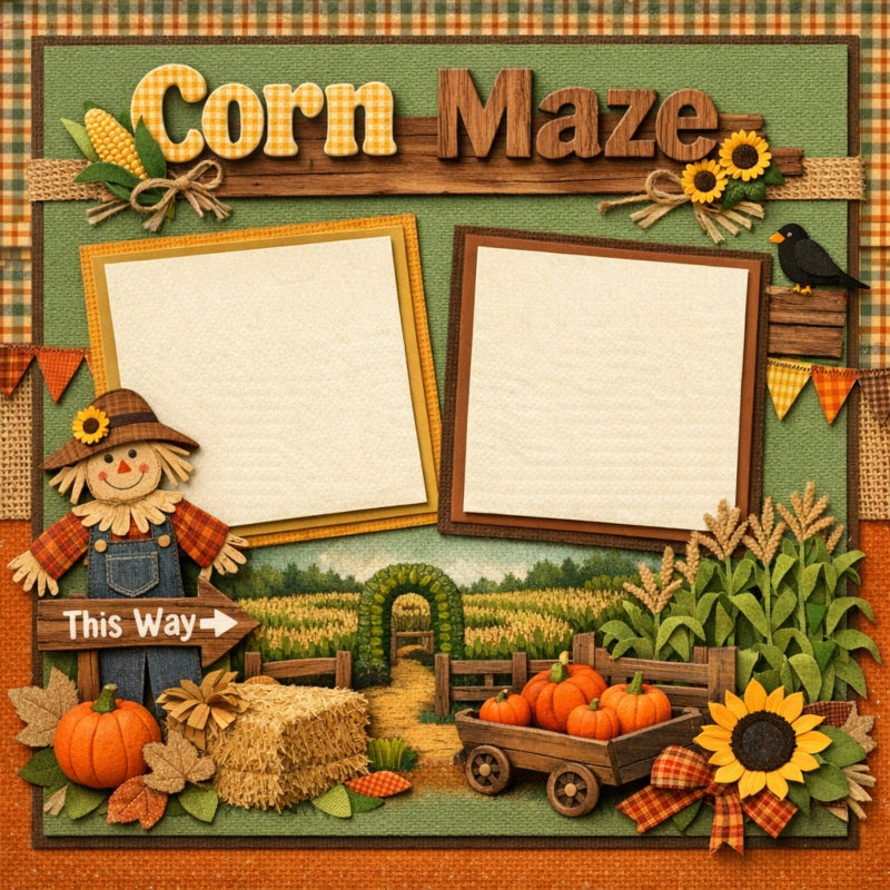 Corn Maze-Premade Scrapbook Page
