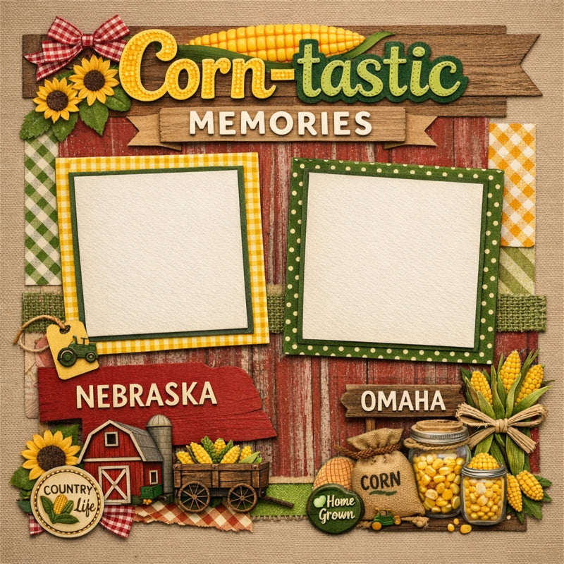 Corn-tastic Memories-Premade Scrapbook Page