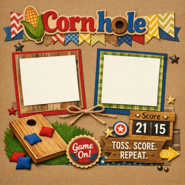 Cornhole-Premade Scrapbook Page