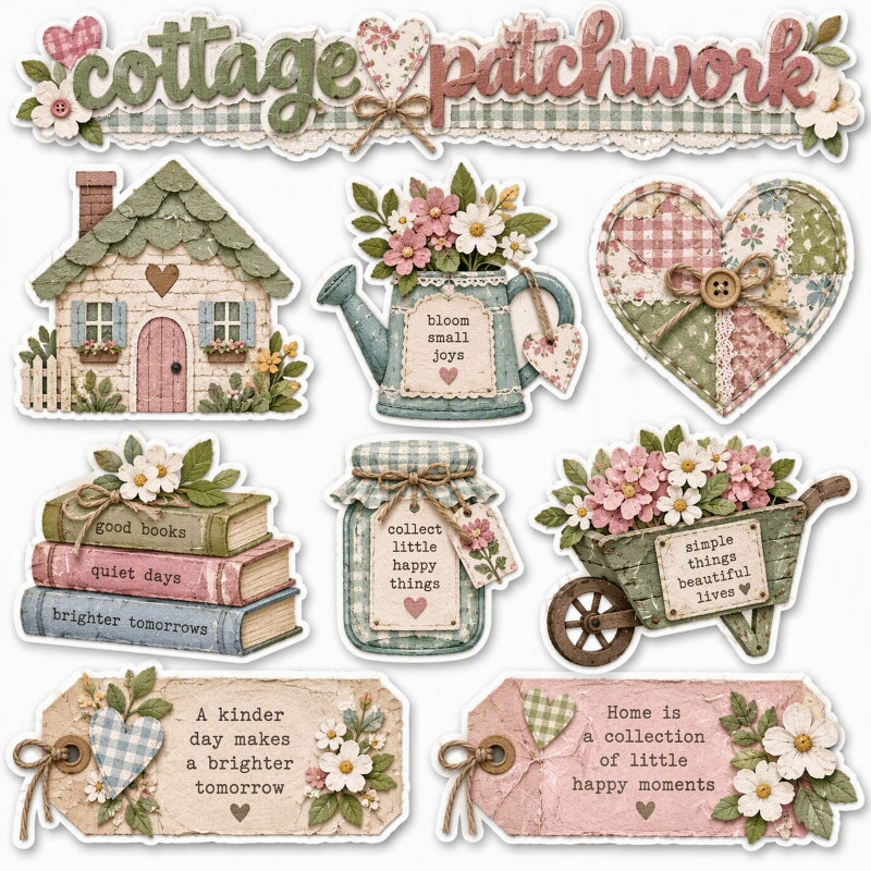 cottage patchwork-Premade Cut-Out Page