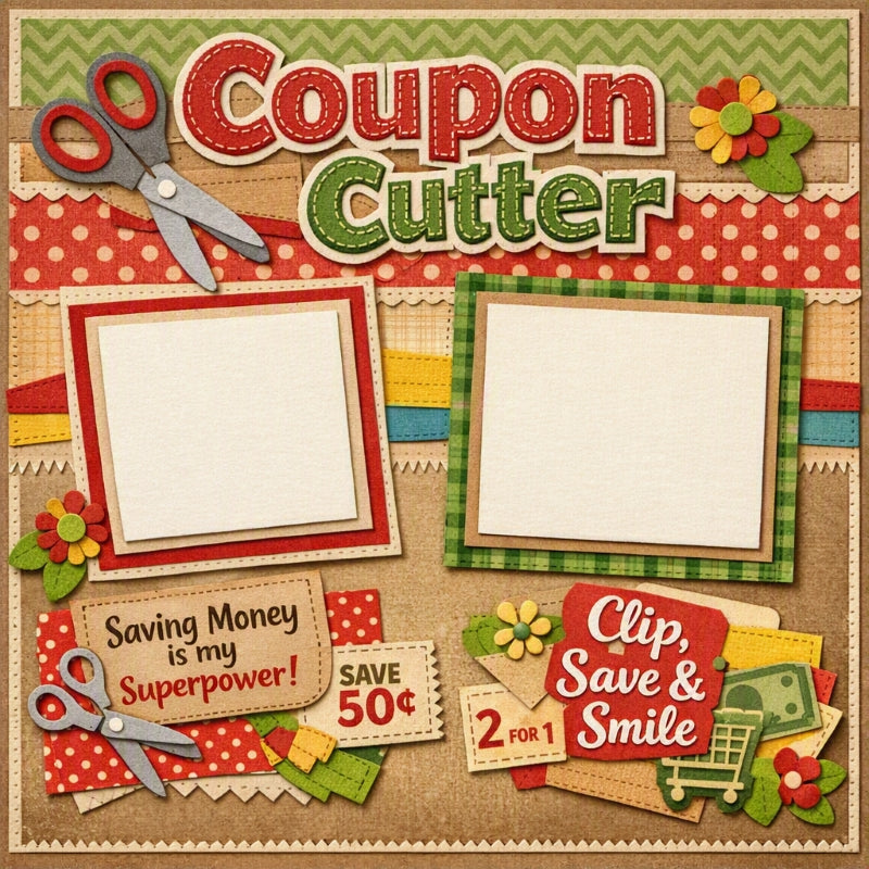 Coupon Cutter-Premade Scrapbook Page