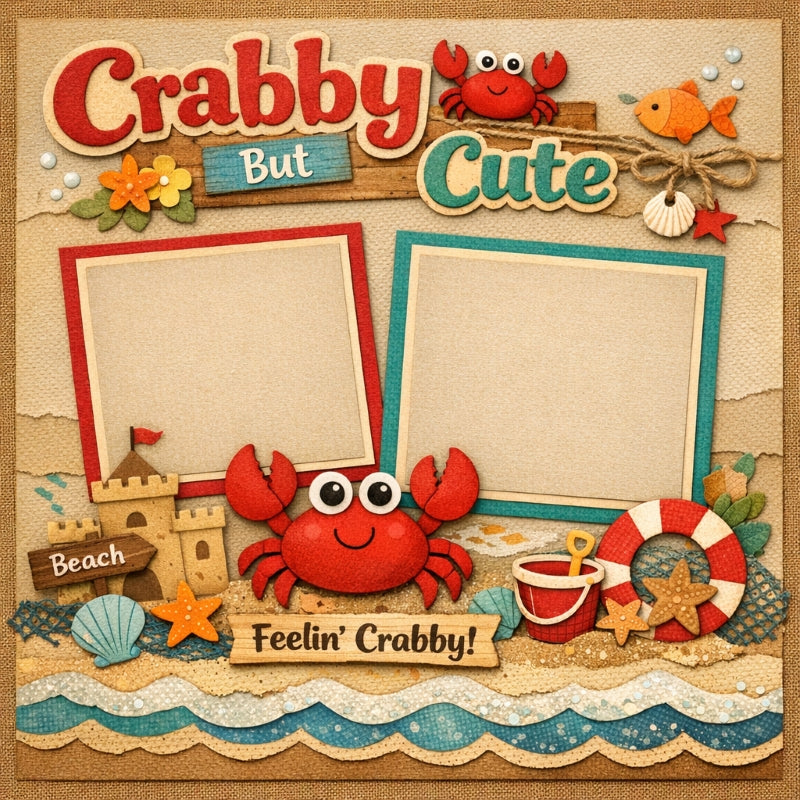 Crabby But Cute-Premade Scrapbook Page