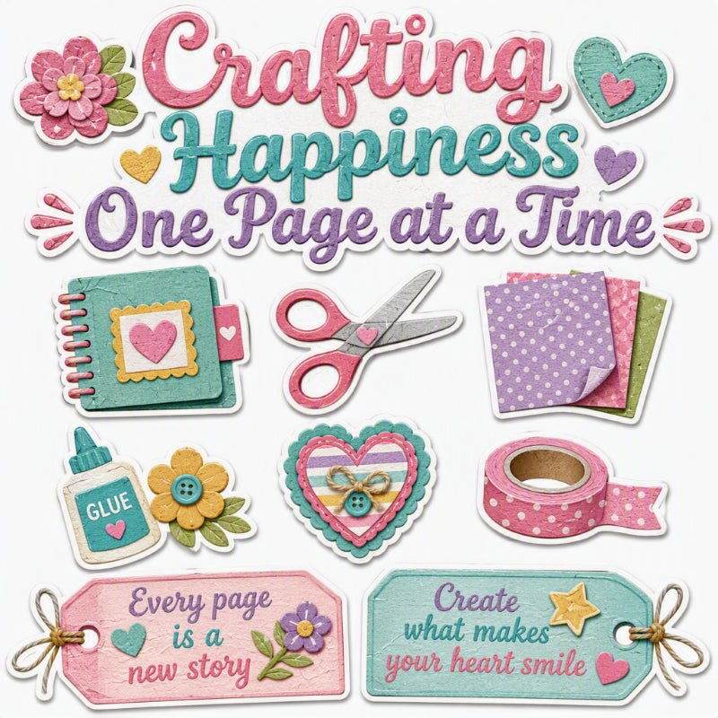 Crafting Happiness One Page at a Time-Premade Cutout Set