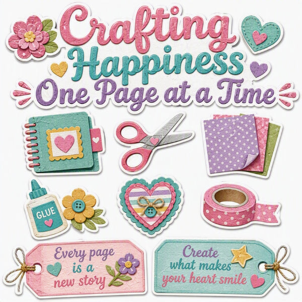 Crafting Happiness One Page at a Time-Premade Cutout Set