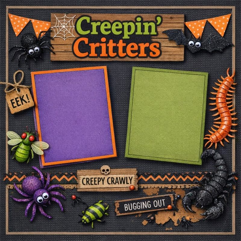 Creepin' Critters-Premade Scrapbook Page