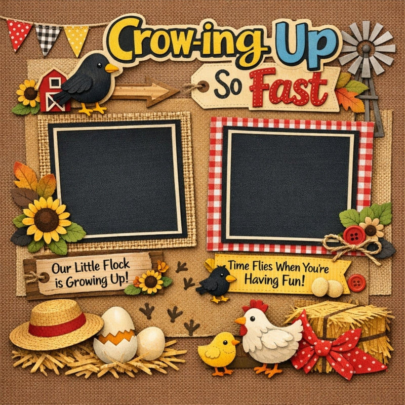 Crow-ing Up So Fast-Premade Scrapbook Page