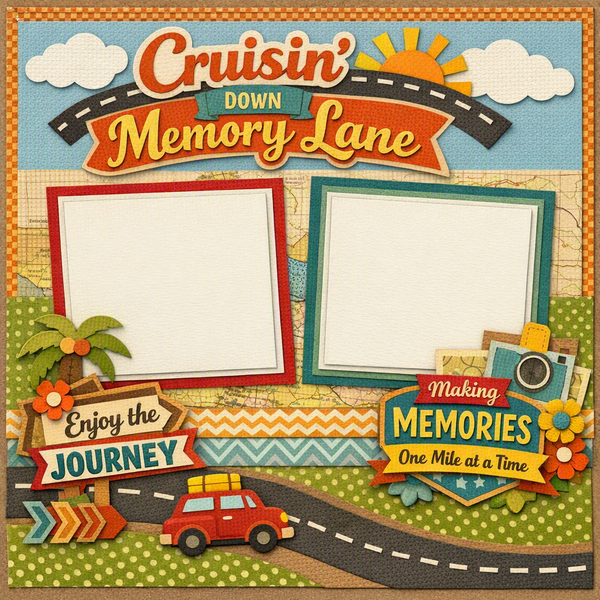 Cruisin' Down Memory Lane-Premade Scrapbook Page