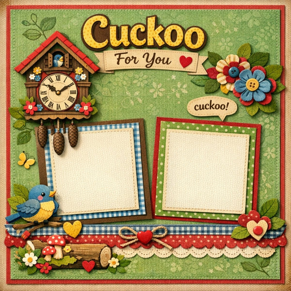 Cuckoo For You-Premade Scrapbook Page