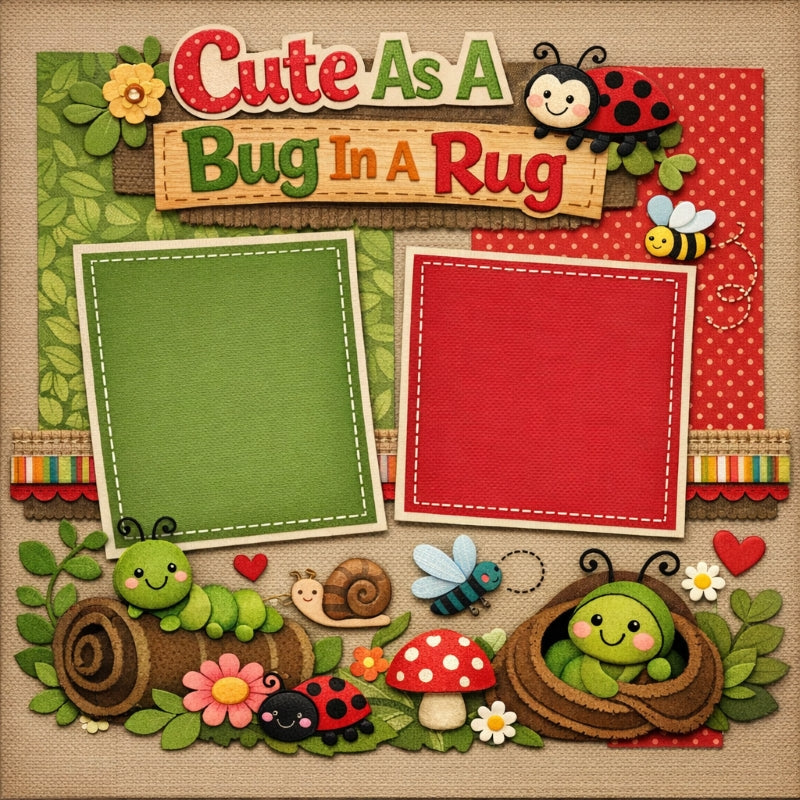Cute As A Bug In A Rug-Premade Scrapbook Page