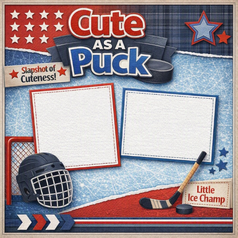 Cute As A Puck-Premade Scrapbook Page