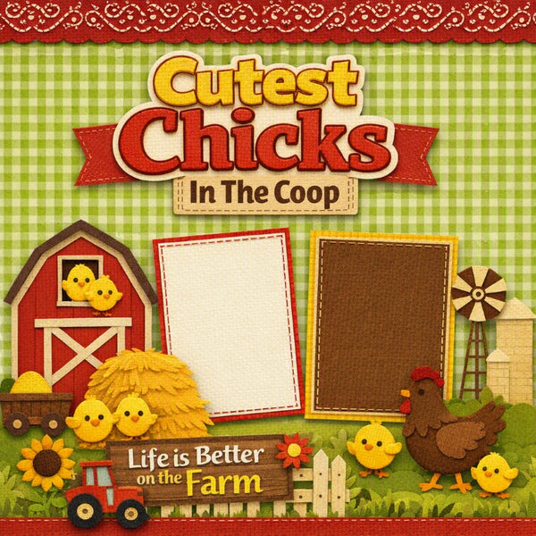 Cutest Chicks In The Coop-Premade Scrapbook Page