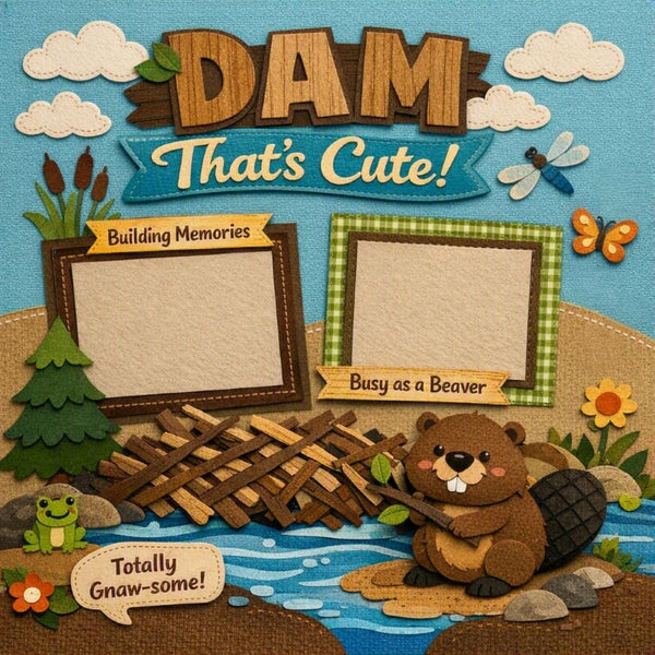 Dam That's Cute!-Premade Scrapbook Page