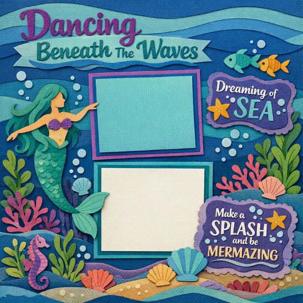 Dancing Beneath The Waves-Premade Scrapbook Page
