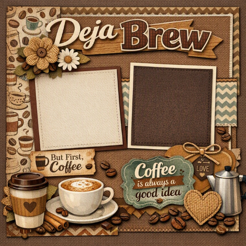 Deja Brew-Premade Scrapbook Page
