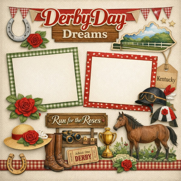 Derby Day Dreams-Premade Scrapbook Page
