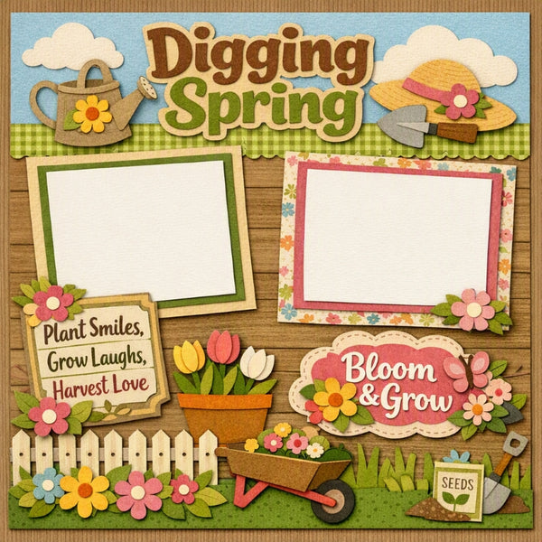 Digging Spring-Premade Scrapbook Page