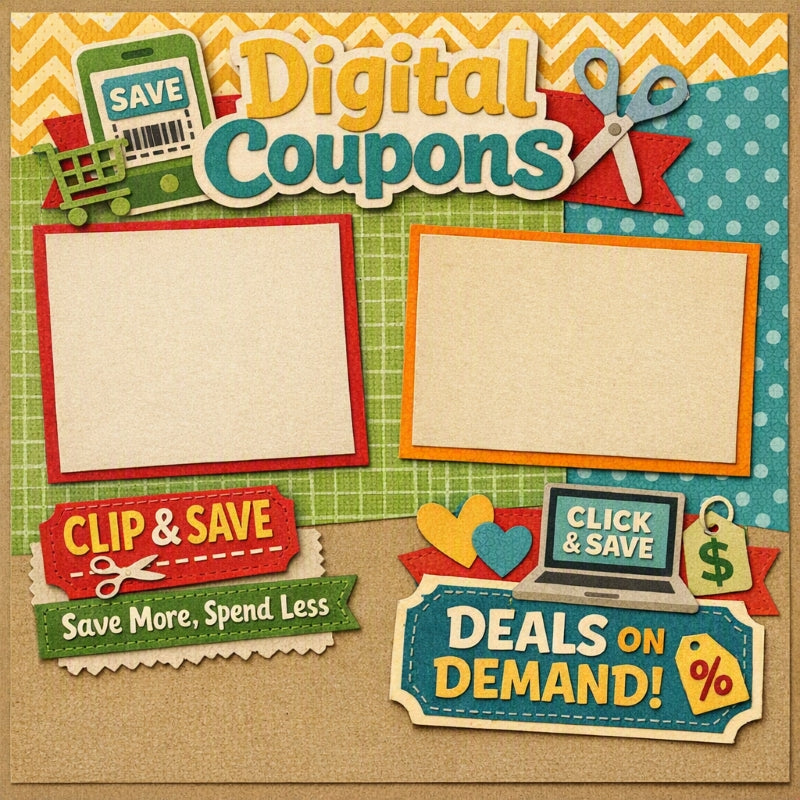 Digtial Coupons-Premade Scrapbook Page