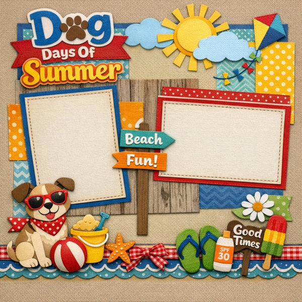 Dog Days Of Summer-Premade Scrapbook Page