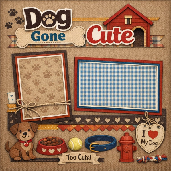 Dog Gone Cute-Premade Scrapbook Page