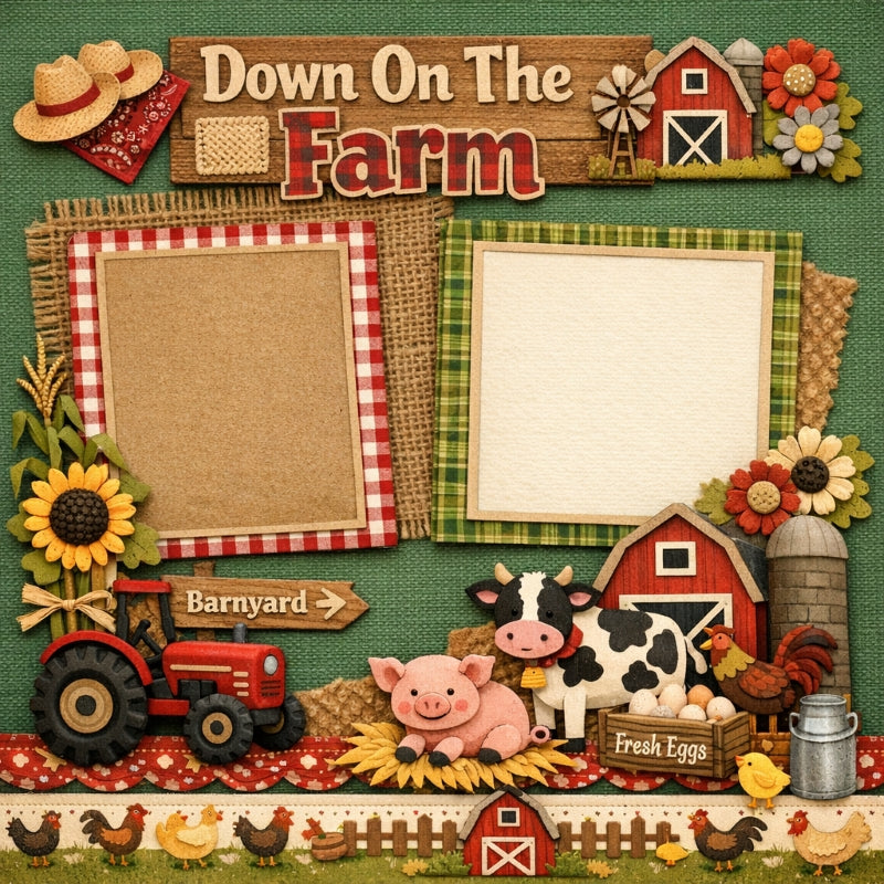 Down On The Farm-Premade Scrapbook Page