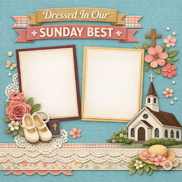 Dressed In Our Sunday Best-Premade Scrapbook Page