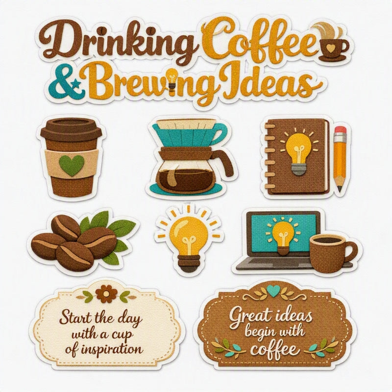 Drinking Coffee & Brewing Ideas-Premade Cutout Set